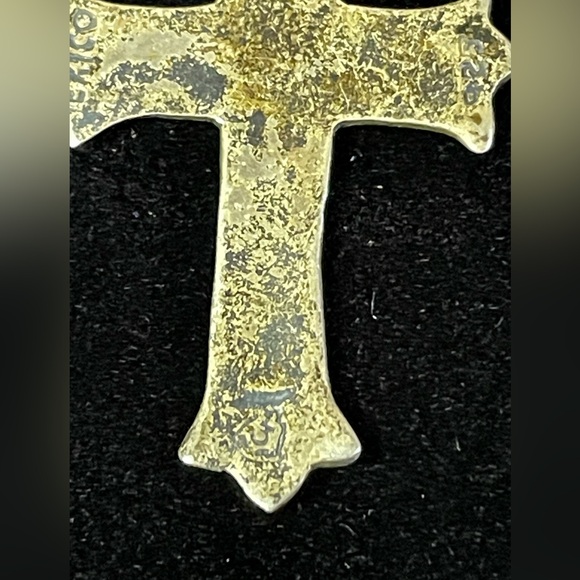 Vintage Mexican Sterling Silver Estate Cross Pendant Inlaid with Abalone - Picture 6 of 7